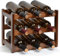 GOUZIBHD 3 Tier 9 Bottles Bamboo Wine Rack,Bar Unit Floating Shelves,Wine Storage Rack,Hanging Wine Bottle Holder for Home Bar Dining Room Kitchen