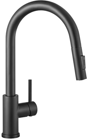 CECIPA Wasserhahn Küche Schwarz, Hochdruck Küchenarmatur mit Brause Ausziehbar Armatur, Mischbatterie Spültischarmatur, Zwei Strahlarten, 360° Schwenkbar, Matt Schwarz Edelstahl - SOFETIY SERIE