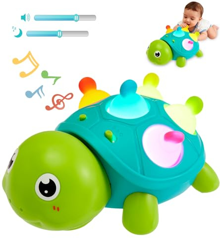 Musical Crawling Turtle Baby Toy for 6-12-18 Months, Light-Up Tummy Time Sensory Montessori Early Learning & Motor Skill Toy for Infants, Christmas or Birthday Gift for 1 2 3 Year Old Boys Girls