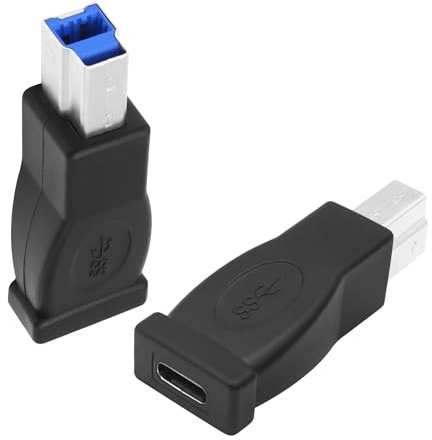 MEIRIYFA USB C Buchse auf USB 3.0 B Drucker Adapter (2 Stück) | USB 3.0 Typ-B Stecker auf USB3.0 Typ-C Buchse Adapter Konverter 5Gbps kompatibel mit Drucker, Scanner, Laptops