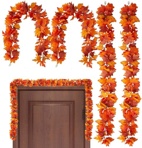 yakermur Herbstgirlande, künstliche Herbst-Dekor-Girlanden, Ernte, Vintage, saisonal, wetterbeständig, Dekoration für Wand, Fenster, Tür, Außen, Innenhof, Haustür, Balkon