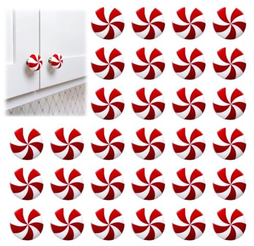 Loqifox Christmas Candy Cane Cupboard Handle Covers – Mini Door Knobs for Kitchen Drawer Cabinet Decorations (A 25 pcs)