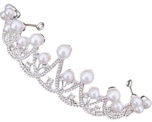 Coiffe de Mariée Argentée à Perles, Alliage de Zinc, Élégante | Faux Perles et Cristaux, Confort Léger pour Mariée, Demoiselles D’honneur, Mariage et Fête