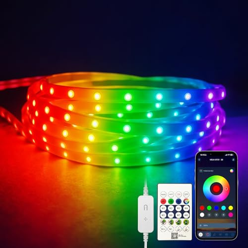 ezmyma LED Strip RGBIC 3m USB, selbstklebend & flexibel | Steuerbar via App oder Fernbedienung, synchronisiert mit Musik. Ideal für Schlafzimmer, Wohnzimmer, Gaming oder Partys