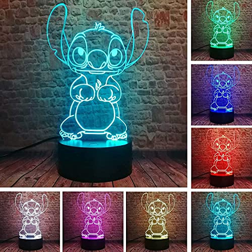 ZTZK Stitch Lampe, 3D LED Nachtlicht intelligente Fernbedienung Tischlampe 16 Farben für Weihnachten Stitch Geschenk Kinderzimmer Dekoration