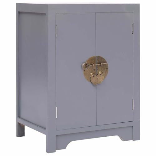 Yamxder Nachttisch 38×28×52 cm aus Paulownia Holz und MDF Modernes Design mit 2 Türen und chinesischem Goldbeschlag für Schlafzimmer Wohnzimmer Flur