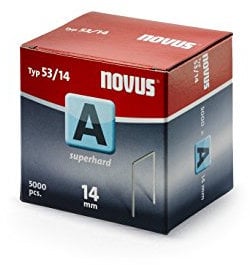 Novus Feindrahtklammern 14 mm superhart, Sparverpackung mit 5000 Tacker-Klammern vom Typ A 53/14, aus Stahldraht