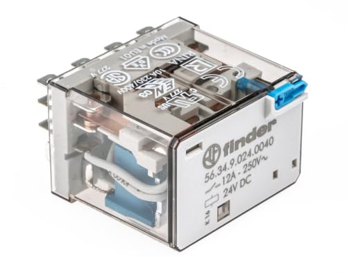 Finder 56.34.9.024.0040 Plug-In Relay 24 V/DC 12A 4 Changer Pack of 1