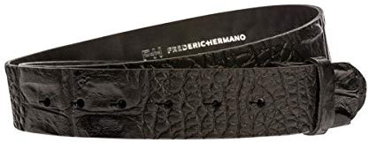 FREDERIC HERMANO Gürtel Leder 40mm Schwarz Genarbt - Prägung, Kroko - Gürtelriemen Aus Rindsleder In 4 cm Breite - Ledergürtel Aus Echt Leder Ohne Schnalle - Gürtellänge 90cm