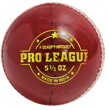 DSC Pro League Cricket Leather Ball |Better Shape Retention | Four-Piece Construction Pack of 1 | Playing Surface: Indoor/Outdoor | Durable and Long Lasting