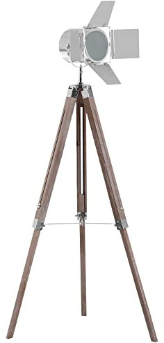 HOMCOM Lampadaire trépied projecteur style industriel néo-rétro hauteur réglable 65L x 65l x 103-146H cm bois acier métalisé
