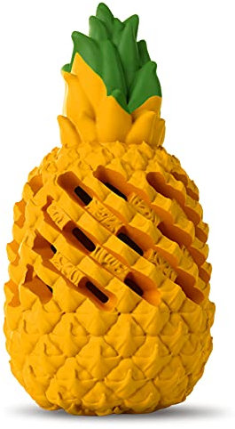 LPHSNR Interaktives Hundespielzeug aus natürlichem Gummi, für Aggressive Kauer drinnen und draußen, Yellow-Ananas