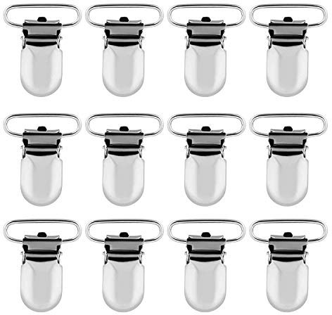 LIHAO 12 Pièces Pince à Sucette en Métal, Attaches-Sucettes Clips de Sucette 25mm pour Bébé Bretelle Attache Sangles Draps de Lit