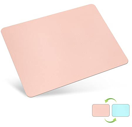 conisy Mauspad Leder, 30x25cm Mousepad, Wasserdicht Doppelseitige Mausunterlage für Büro zu Hause PC, Computer und Laptop (Rosa & Hellblau)