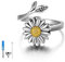 LONAGO Sonnenblume Asche Ring 925 Sterling Silber Sonnenblume Daisy Verstellbare Offene Urne Ring Schmuck für Frauen (size 8)