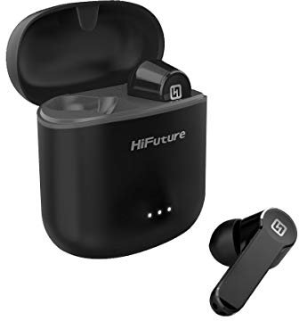 HiFuture FlyBuds True Wireless Earbuds Bluetooth 5.0 Headphones with Wireless Charging Case IPX5 Waterproof TWS Stereo Earphones in Ear for iPhone Samsung (Black)