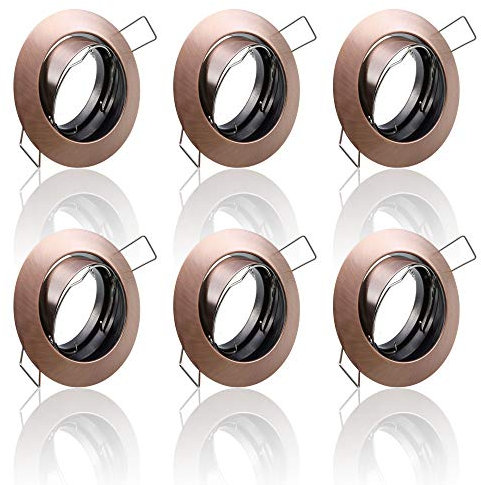 6x SET Einbaustrahler + GU10 für 230V alt Kupfer Schwenkbar rund Einbau Spots Decken Strahler Leuchte Spots Deckenleuchte Lampe Einbauleuchte Einbaurahmen 104S-TP SC