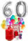 Party Factory `Happy 60´ Helium Komplett-Set, 2 silberne XXL Zahlenballons, 30 bunte Latexballons, 400l Ballongas und 40m Ballonschnur