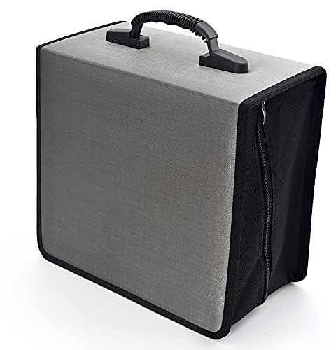 alavisxf xx CD Case, 432 Capacity DVD Case Holder, Heavy Duty Zipper Protective Movie Media Storage Organizer Binder Wallet for Car Home Office Travel (432 Capacity, Grey)