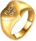 PAURO Herren Edelstahl Personalisierte Herzform Fuck Off Wörter Biker Ring Punk Stil Gold Größe 60 (19.1)