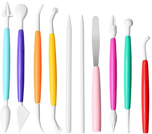 10 Pezzi Strumenti per Modellare Torte, Strumenti di Modellazione di Fondente, Attrezzi Pasta di Zucchero, Strumenti per Modellare Fondente Scultura, Strumento di Decorazione per Torte e Argilla