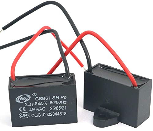 Fasizi 2Pcs CBB61 2uF 450V AC 50/60Hz Air Conditioner Fan Motor Running Capacitor