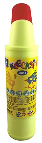 Feuchtmann 633.061-12 - KLECKSi Fingermalfarbe in Flasche, ca. 900 g, Neon-Gelb, hochwertige Farbe für Kinder ab 2 Jahren, ideal für Kindergarten, Kita, Schule und Hort zum kreativen Spielen