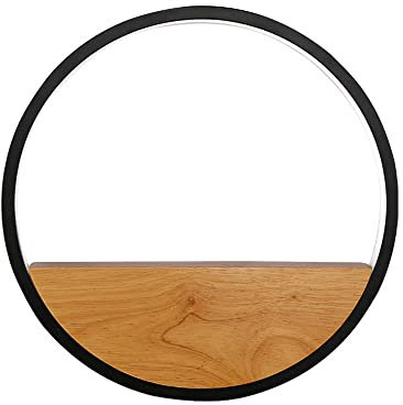 Jadssox Moderne LED-Wandleuchte aus Holz, runder Ring, Wandleuchte, Innenwandleuchte, 18 W, nordische Innenbeleuchtung für Schlafzimmer, Flur, Wohnzimmer, Hotel, 3 Farbmodus, Wandfluter