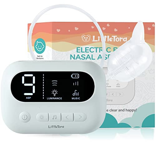 LittleTora Pro Aspirateur nasal pour bébé - Aspiration de qualité hospitalière avec musique intégrée et veilleuse - Éliminateur de mucosités pour nez de nourrissons, bébés, enfants en bas âge