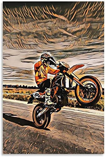 Enartly Kunstdruck Poster Poster Supermoto Wheelie Modernes Familienschlafzimmer Kinderzimmer 60x90cm Kein Rahmen