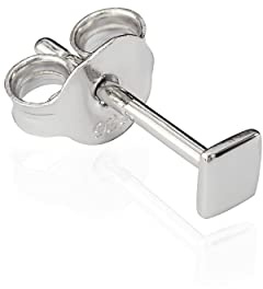 NKlaus Ohrstecker einzeln, Platte, 925 Silber, rhodiniert, 3–7mm, 1 Stück | Klein, glänzend und anlaufgeschützt