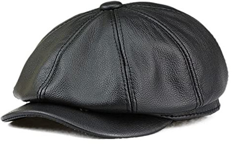 Herren Newsboy Cap aus Leder Schiebermütze mit Schirm Baker Boy Hut Schirmmützen Barett Cap Gatsby Cap Newsboy Driving Cabbie ​Baskenmütze