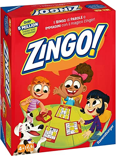 Ravensburger - Zingo, lustige Tombola mit Worten und Bildern, 2-4 Spieler, Lernspiel für Kinder und Mädchen ab 4 Jahren, italienische Ausgabe