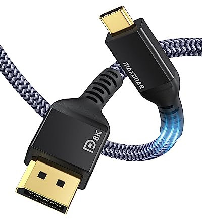 USB C to DisplayPort Cable 8K@60Hz Maxonar 4K@60Hz/144Hz/120Hz 5K@60Hz 2K@240Hz Thunderbolt 3 to DisplayPort Cable HBR3 DP 1.4 Adapter for Mac Studio M1 MacBook Air M2 Mac mini 2M Black VESA Certified