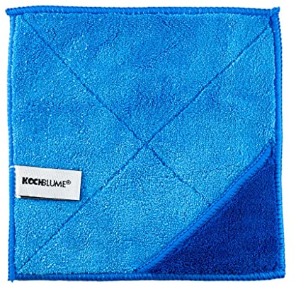 Kochblume 1-5-10er Set / Microfasertuch Putztuch 18 x 18 cm (einzeln, blau-DKL-blau)