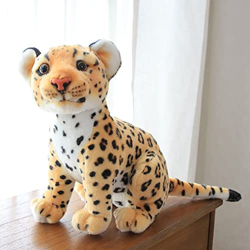 BYNYXI 33cm Plüschtier Leopard, Realistische Löwe Tiger Schwarzer Panther Schneeleopard Plüschtier Baby Stofftier Leopard Kuscheltier Leopard Weiche Plüschspielzeug Geschenk für Kinder Jungen Mädchen