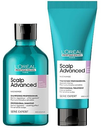 L'Oréal Professionnel Pflegeset zur Beruhigung sensibler Kopfhaut, Scalp Advanced, Anti-Discomfort Dermo-Regulator Shampoo & Intense Soother Treatment