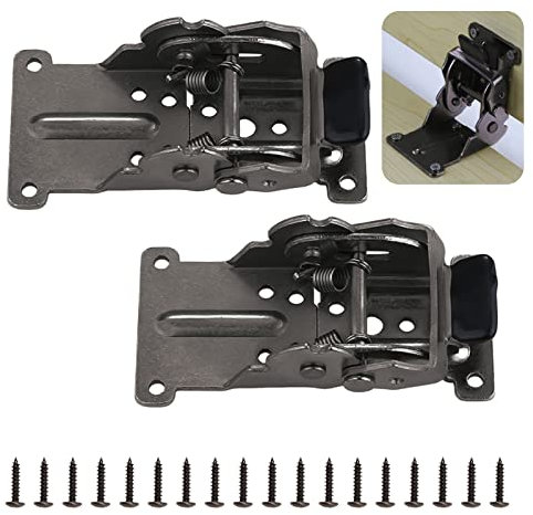 UFURMATE Folding Brackets, 2Pcs Black Steel Foldable Support Bracket Heavy Duty Self-Locking Hinge Lock Extension Support for Folding Table Legs, Workbench (0-180 Degree)