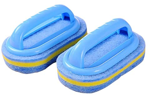 Cleaning Sponge Brush with Handle Bathtub Tile Scrub Spong for Bathroom Kitchen 2PCS Cleaning sponge brush