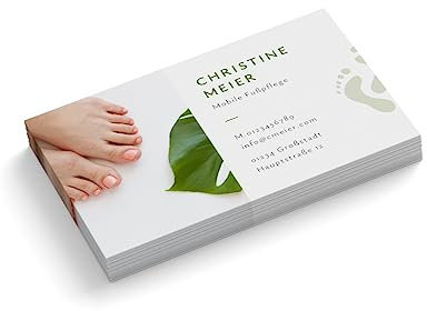 Visitenkarten personalisieren | Mobile Fußpflege # 1 | 1-seitig | Querformat | Menge + Papier zur Auswahl | gestalten | hochwertig | 350 g Qualitätsdruck | Wellness | Praxis (100 Stück)