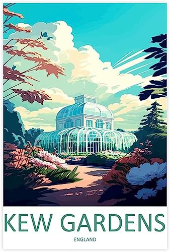 Leinwand-Poster Kew Gardens Vintage-Reiseposter, Gemälde, Leinwand, Wandposter, Heimdekoration, Kunst Ungerahmt 40x60cm