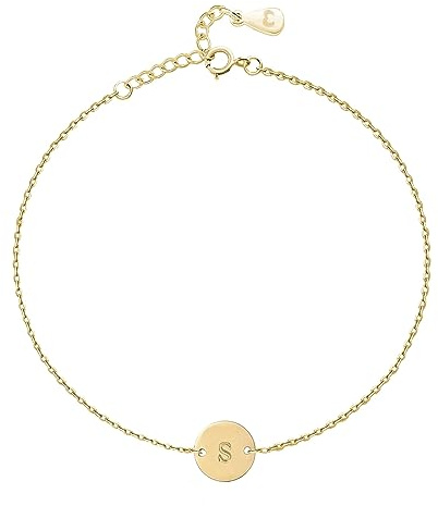 Armband für damen mit Initialen. Vergoldeter / versilbert Chirurgenstahl damen Armband ideal für Valentinstag und Muttertag Geschenk, Geburtstag... Schmuck damen armbänder (Versilberung, S)