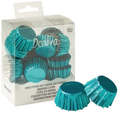 Decora, 0339788 Bon Bon Sky Metallic Backförmchen, 27 x 17 mm, 180 Stück, zum Backen, Präsentieren und Verschenken von Muffins und Süßigkeiten, hitzebeständig bis 180 °C, in praktischer