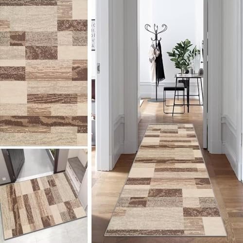 Mogetal Läufer Teppich Lang Flur Läufer Küche rutschfest Waschbar 120x450cm Geometrische Muster Dauerhaft Läuferteppich TeppichLäufer KüchenLäufer Korridor Polyester Anpassbar Meterware