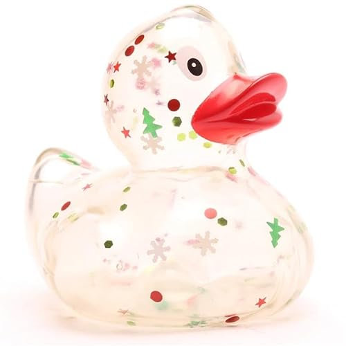 Badeente Xmas Glitzer - roter Schnabel I Quietscheente I Gummiente weihnachtlicher Glanz I Xmas Motive