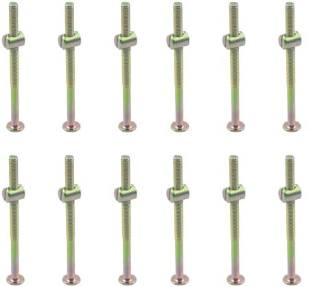 LOUZAGO Kit de 12 vis de rechange pour berceau M6 x 90 mm, vis à six pans creux, boulons de lit superposés, vis à barillet et écrous M6 x 90 mm, doré)