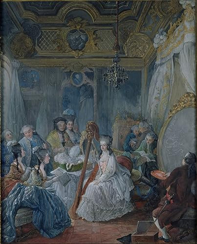 MSTECO Leinwand Abstrakt Kunstwerk Wandkunst Bild Druck Klassische Malerei Marie Antoinette in Ihrer Kammer in Versailles Von Jacques Fabien Gautier D'agoty für Bürodekoration 60x90cm