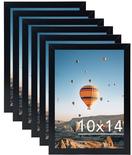 JCJMY 10x14 Picture Frame Set of 6 Black for 30 x 40cm Diamond Painting Art, Wall Mounting Horizontally or Vertically, 10 x 14 Wall Gallery Poster Photo Frame with Durable Shatter Resistant