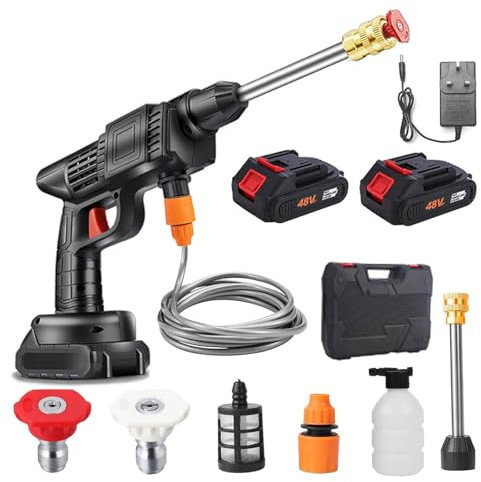 300W Cordless Pressure Washer, 12V Portable Battery Power Washer with 2 Battery, Pressure Spray Water Gun with Accessories Kit, Jet Washers for Car, Fence, Floor Cleaning, garden