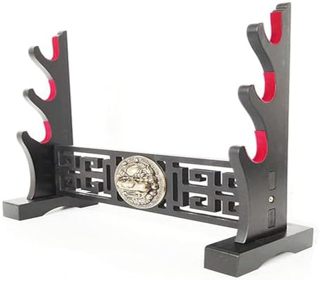 Schwertständer, Waffenständer, Katana Genji, Japanischer Samurai-Schwert, Klinge, Mittelalterlicher Halter (Schwarz, 1 Schicht)